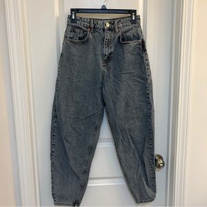 Grey Zara high waisted mom jeans